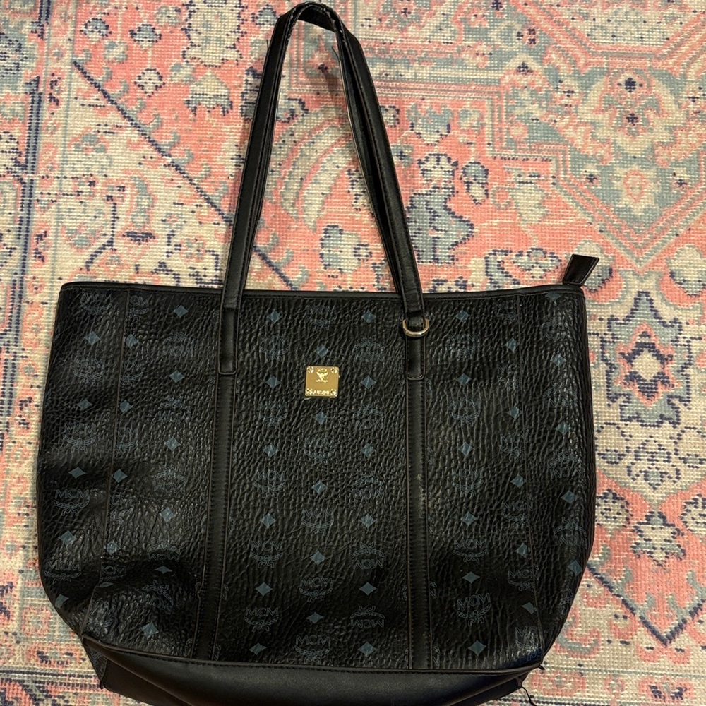 Black Patterned MCM Tote